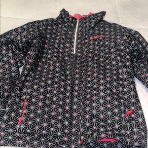 Columbia Black and Pink Raincoat with Stand-Up Collar